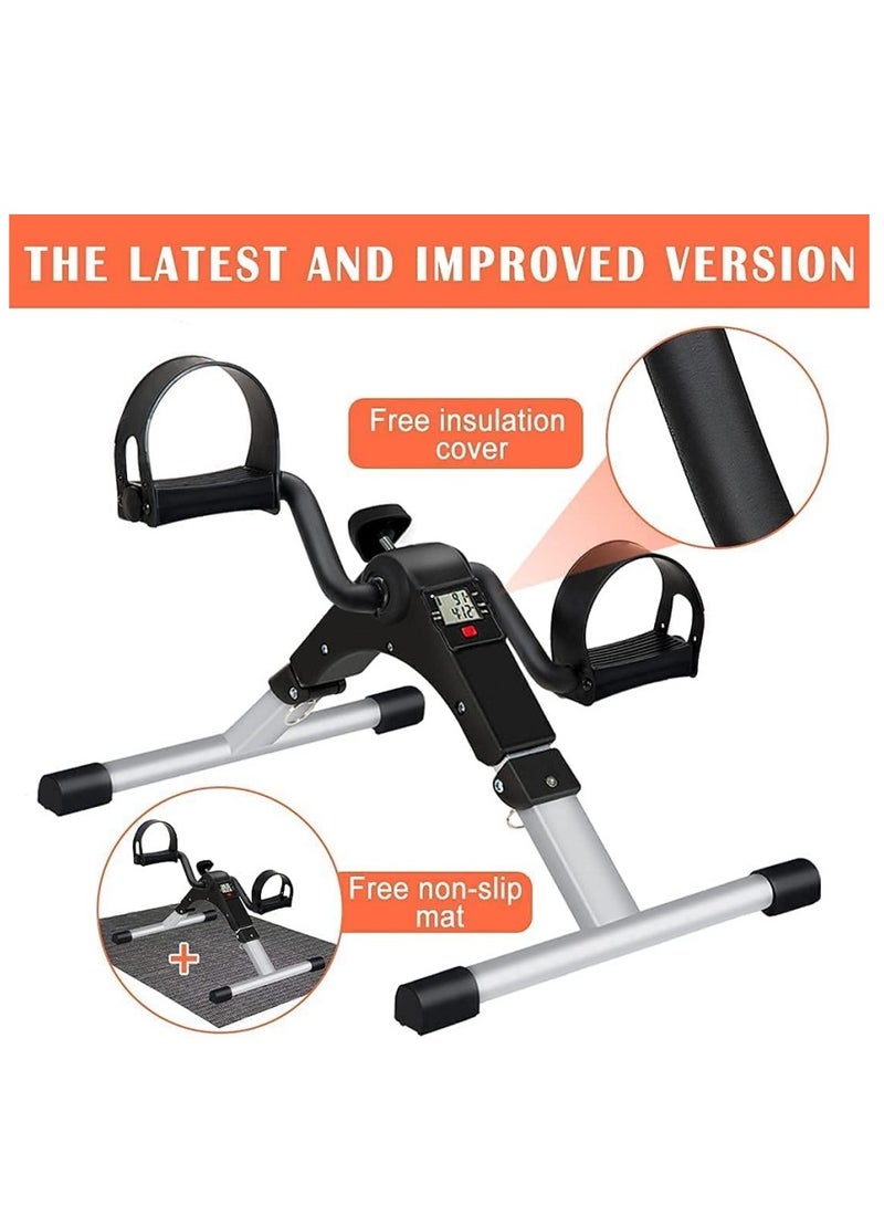Folding Pedal Exerciser, Mini Exercise Bike Under Desk Bike Foot Pedal Exerciser, Foot Hand Cycle Portable Peddler Machine Bicycle Exerciser Arm Leg Exerciser While Sitting - Image 1
