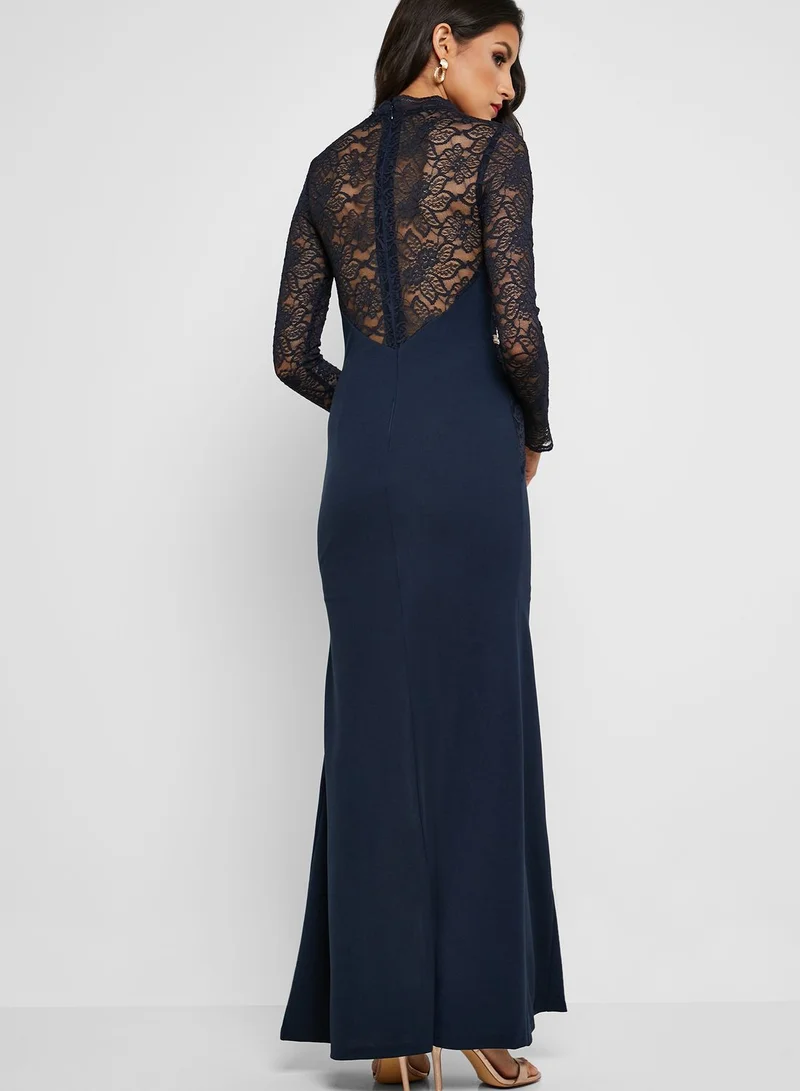 Soieblu High Neck Lace Bodycon Dress