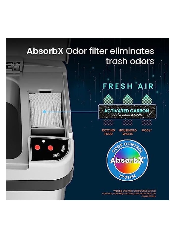 آي تاتش ليس سلة قمامة بمستشعر iTouchless سعة 2.5 جالون مع فلتر رائحة وعطر AbsortX، من الفولاذ المقاوم للصدأ، 02 جالون - Image 3