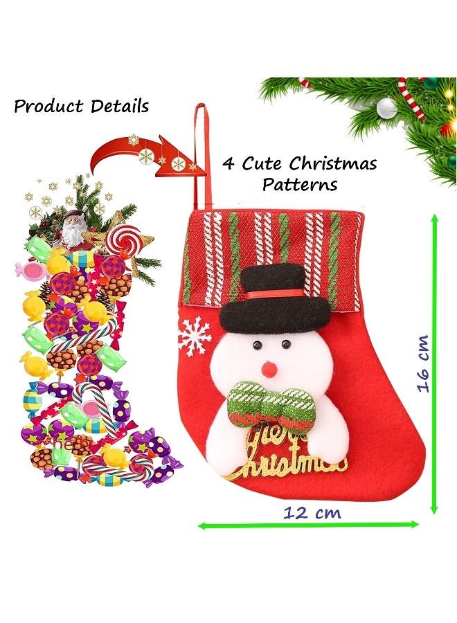 The BZ Company - Christmas Tree Decorations - Set of 4 Traditional Christmas Stockings – Christmas Decoration for Home - Sock Sack Gift Bags for Christmas Tree Decorations - Candy Pouch for Xmas New Year Holidays  - Image 2