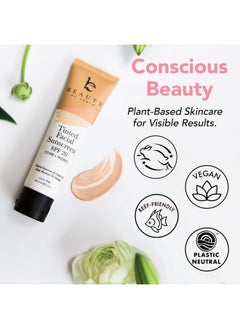 Beauty by Earth Tinted Sunscreen For Face - Spf 20 With Natural & Organic Ingredients Broad Spectrum Sunblock Lotion, Tinted Moisturizer Zinc Oxide Sunscreen Face For Skincare, Facial Sunscreen (Light Beige) 