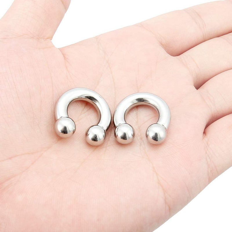 Ftovosyo 2Pcs PA Ring Horseshoe Circular Barbell 316L Surgical Steel Internally Threaded 4G Pierced Body Jewelry for Women 12mm - Image 3
