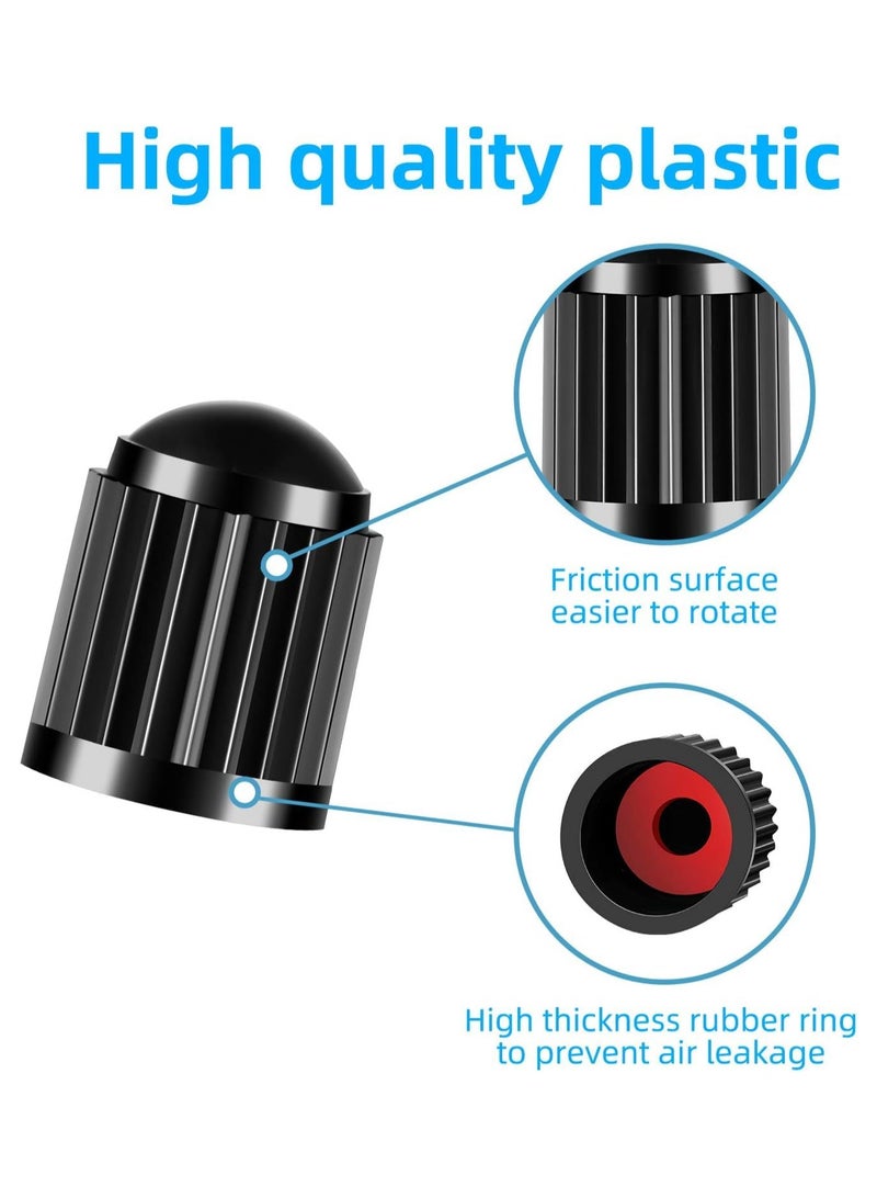 Tyre Valve Caps, 20 Pcs Car Tyre Valve Caps with Seals,Plastic Dust Caps for Car Tyres for SUV Bicycle Motorbike, Black