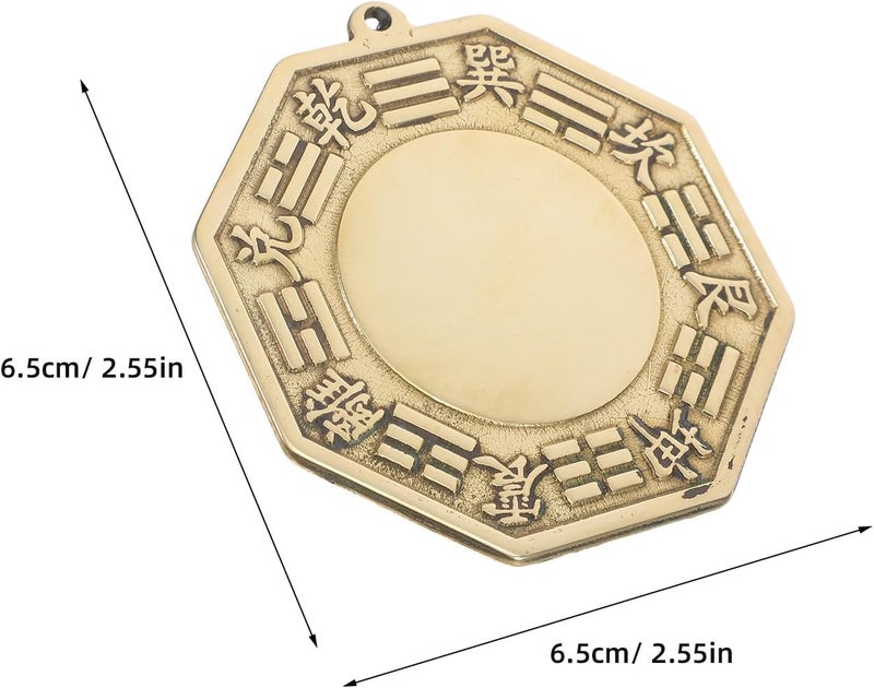 Brass Chinese Bagua Mirror Wall Hanging, 6.5cm Convex Feng Shui Mirror for Energy Reflection and Home Decoration in Living Room, Study, Or Office - Image 2