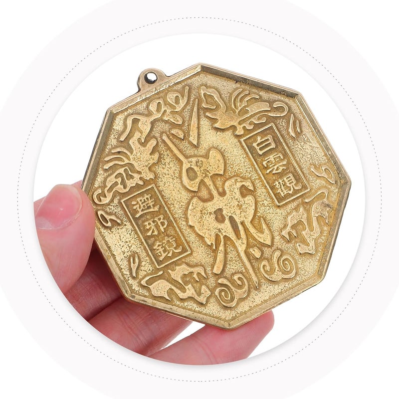 Brass Chinese Bagua Mirror Wall Hanging, 6.5cm Convex Feng Shui Mirror for Energy Reflection and Home Decoration in Living Room, Study, Or Office - Image 4