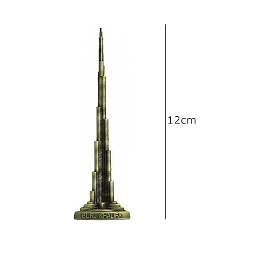 ASHVAH Dubai Burj Khalifa Monument Miniature Showpiece, Replica, Small Metal Souvenir Model, 12 cm - Image 2
