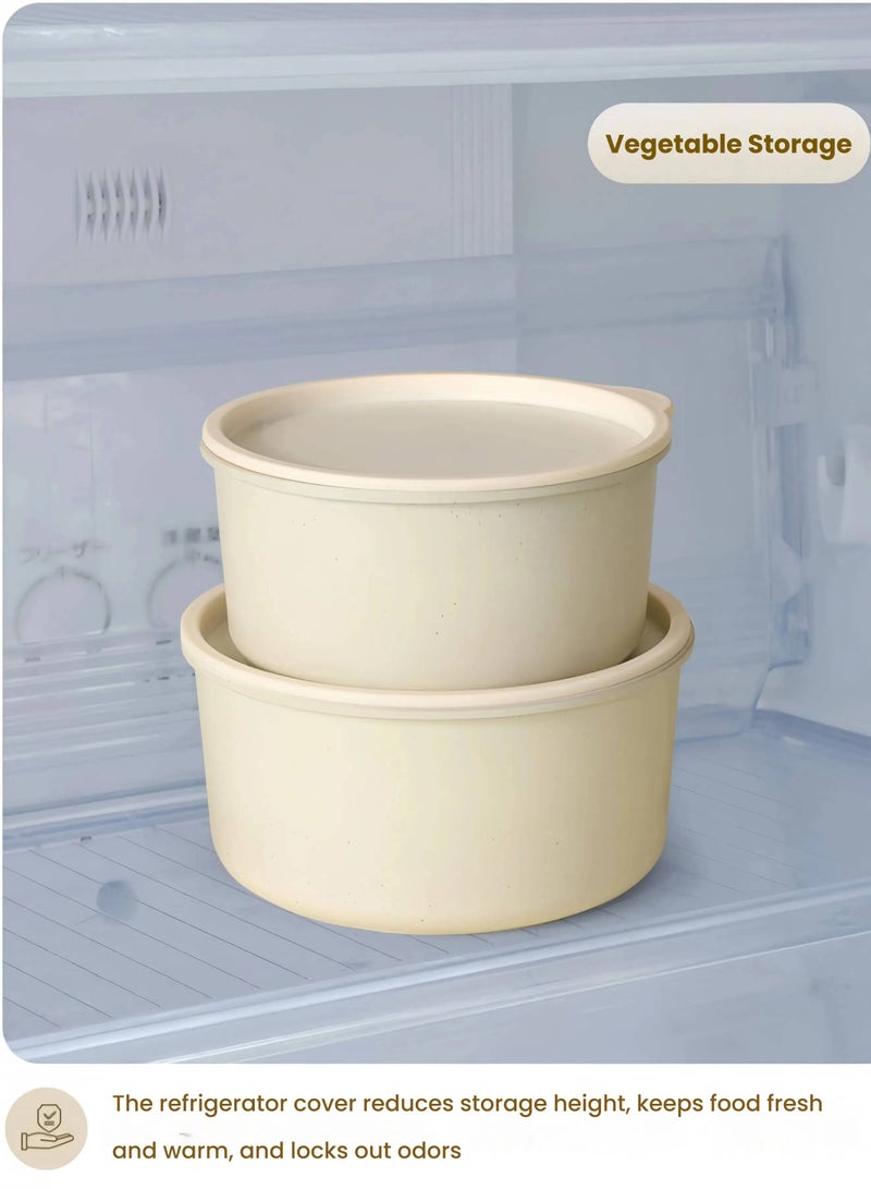 nihao طقم أواني طهي غير لاصقة من الحجر الجرانيت 15 قطعة، مستقر في الفريزر، مقلاة، أدوات مطبخ، مع أغطية من الفولاذ المقاوم للصدأ، غطاء وعاء الثلاجة، خالي من PFOA، خالي من الرصاص، خالي من الكادميوم - بيج - Image 5