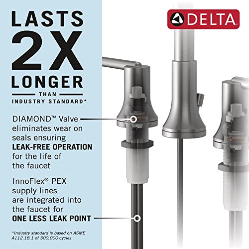 Delta Faucet Trinsic Pull Down Bathroom Faucet Bathroom Pull Out Faucet Gold Widespread Bathroom Faucet 3 Hole Pull Down Bathroom Sink Faucet with Magnetic Docking Champagne Bronze 3559CZPDDST - Image 3