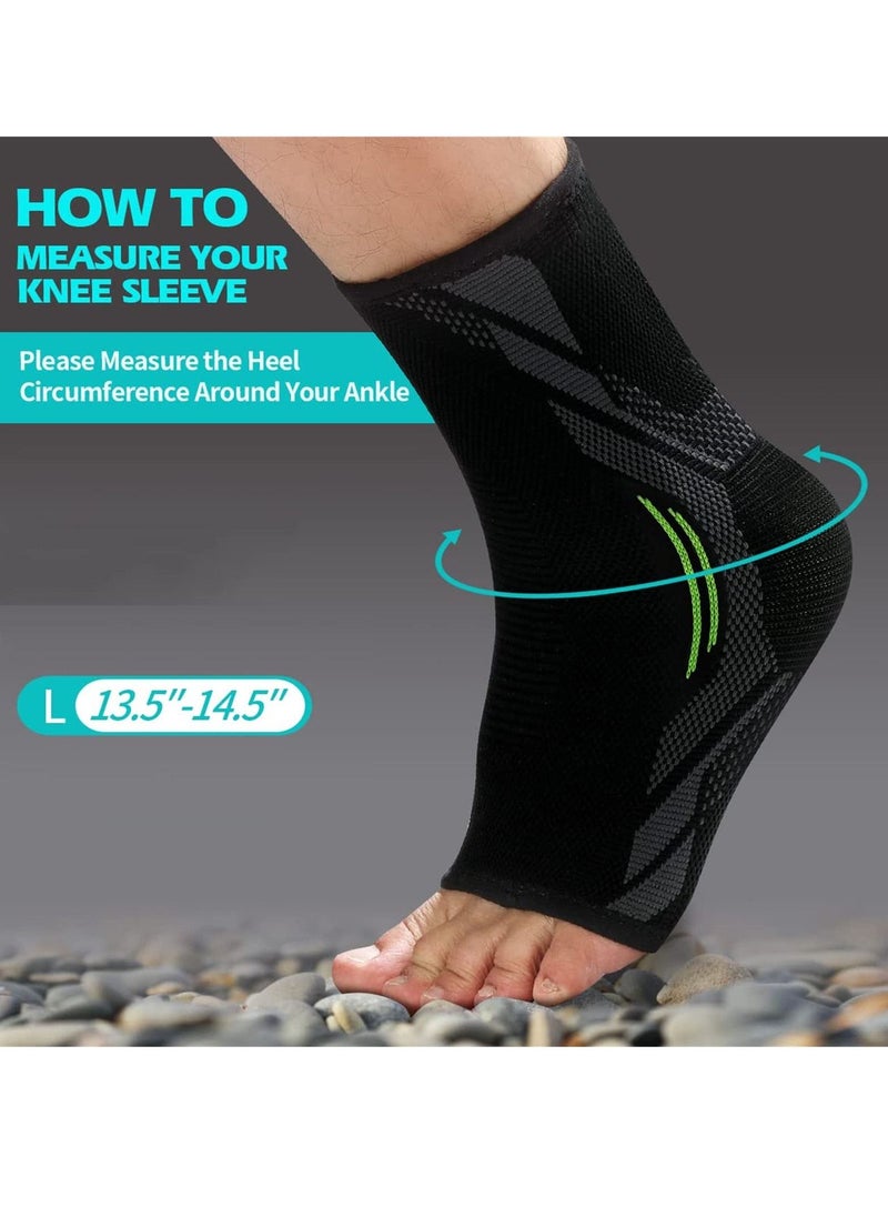 Excefore - Ankle Brace Compression, 1 Pair Ankle Sleeve for Sprained Ankle, Injury Recovery, Joint Pain, Achilles Tendonitis Support, Plantar Fasciitis Sock Reduce Swelling L - Image 1