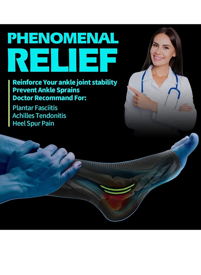 Excefore - Ankle Brace Compression, 1 Pair Ankle Sleeve for Sprained Ankle, Injury Recovery, Joint Pain, Achilles Tendonitis Support, Plantar Fasciitis Sock Reduce Swelling L - Image 1