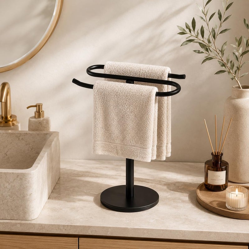 Matte Black Hand Towel Holder Stand, Free-Standing Towel Rack, SUS304 Stainless Steel Towel Bar Rack Stand, Tower Bar for Bathroom Kitchen Vanity Countertop… - Image 3