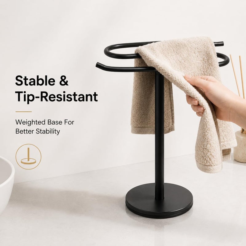 Matte Black Hand Towel Holder Stand, Free-Standing Towel Rack, SUS304 Stainless Steel Towel Bar Rack Stand, Tower Bar for Bathroom Kitchen Vanity Countertop… - Image 4