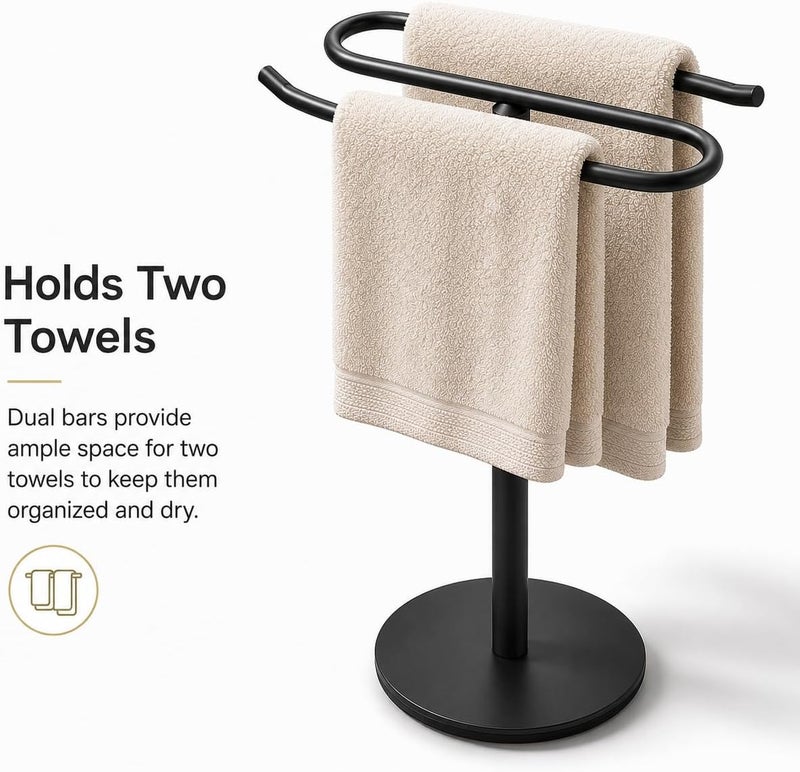 Matte Black Hand Towel Holder Stand, Free-Standing Towel Rack, SUS304 Stainless Steel Towel Bar Rack Stand, Tower Bar for Bathroom Kitchen Vanity Countertop… - Image 2