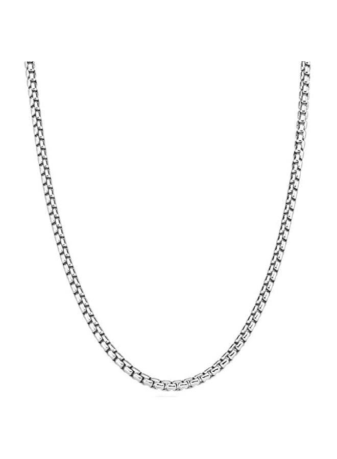 Arabest Solid 925 Sterling Silver Italian 3.5mm Square Link Round Box Chain Necklace for Women Men, Made in Italy - Image 1