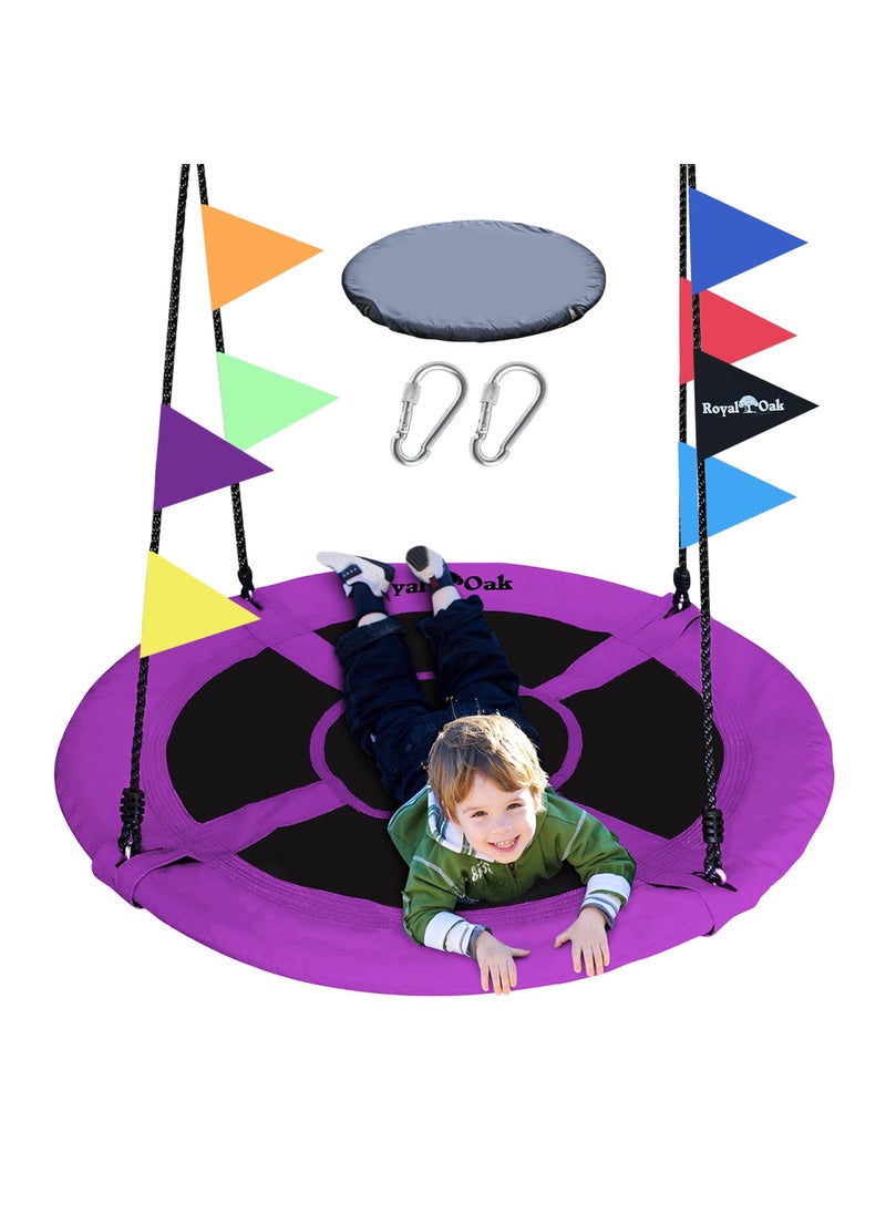 ROYAL OAK Royal Oak Saucer Tree SwingHeavy Duty 1680D Oxford Fabric Giant 40 Inches with Carabiners and Flags700 lb Weight Capacity Steel FrameWaterproof Easy Install Step by Step Instructions Purple 