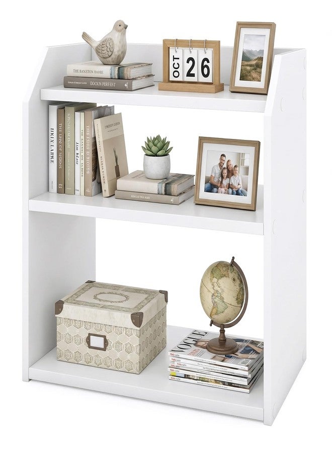 Tangkula 3-Tier Desktop Bookshelf, Wooden Countertop Bookcase with Guardrails, Space-Saving Desk Display Hutch Shelf, Modern Tabletop Storage Organizer for Study Room, Office and Dormitory (1,White) - Image 1