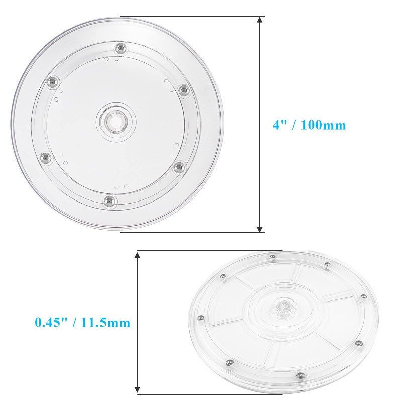 Jersvimc Jersvims 2Pcs 4 Inch Acrylic Turntable Platter, Transparent Turntable Organizer Round Rotating Plate for Kitchen Pantry Cabinet Desk Rack Spice Cake Cookie Decorating - Image 4