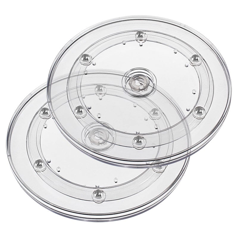 Jersvimc Jersvims 2Pcs 4 Inch Acrylic Turntable Platter, Transparent Turntable Organizer Round Rotating Plate for Kitchen Pantry Cabinet Desk Rack Spice Cake Cookie Decorating - Image 1