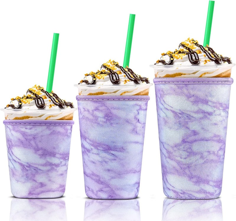 كي بي اكس 3 Pack Iced Coffee Cup Sleeve for Large Sized Cups, Reusable Neoprene Iced Coffee Cup Holder for Hot Cold Drinks, Compatible with Starbucks, Dunkin Donuts, and More - Image 1