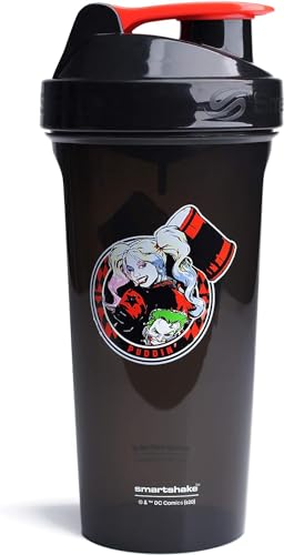 Smartshake Lite Justice League Protein Shaker Bottle 800ml – DC Comics Harley Quinn Water Bottle, Leakproof BPA Free Gym Shaker Bottle for Protein Shakes And Protein Powder, Harley Quinn for Men - Image 1