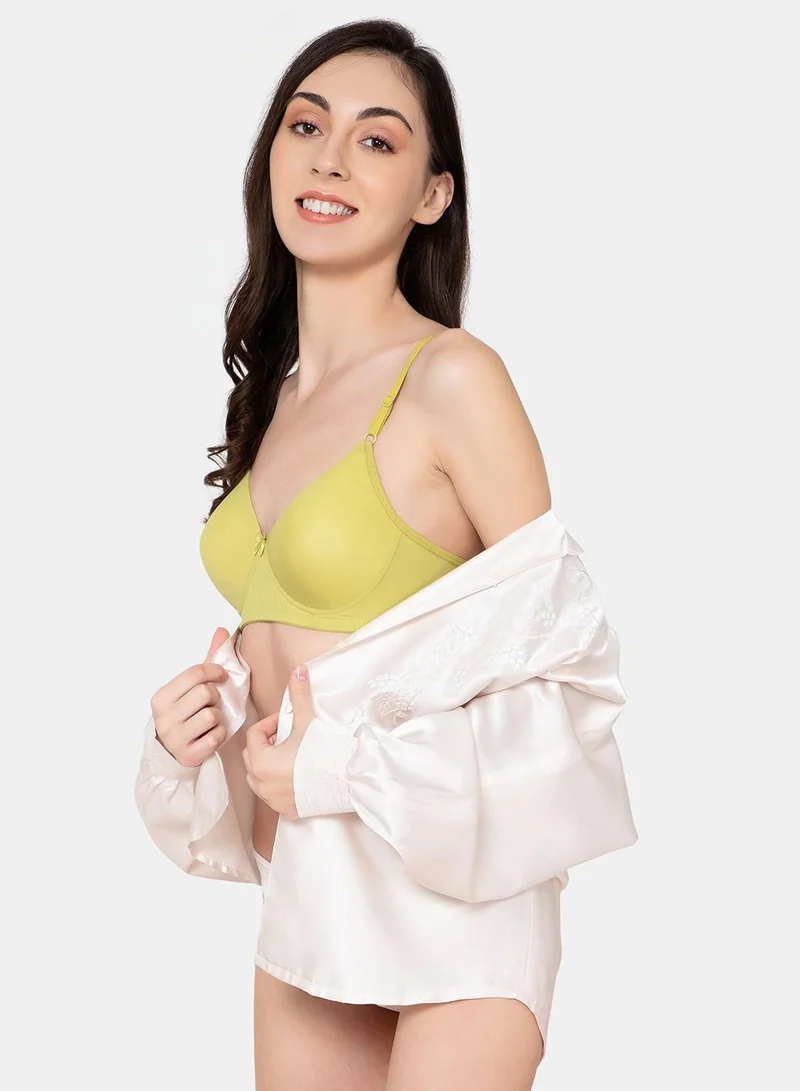 كلوفيا Clovia Padded Non-Wired Full Cup T-Shirt Bra In Olive Green