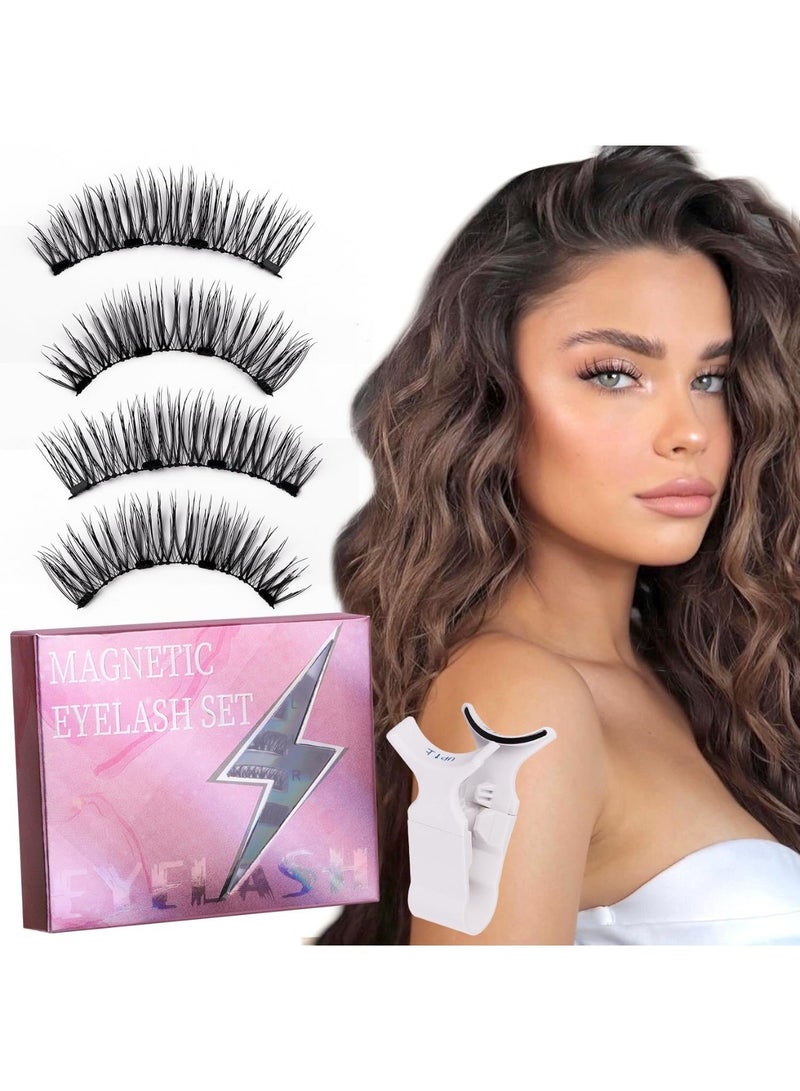 سايكفو رموش مغناطيسية، رموش مغناطيسية بمظهر طبيعي، قابلة لإعادة الاستخدام، لا تحتاج إلى غراء، أداة لتمديد الرموش، طقم رموش علوية وسفلية سهل (CT04-3). - Image 1