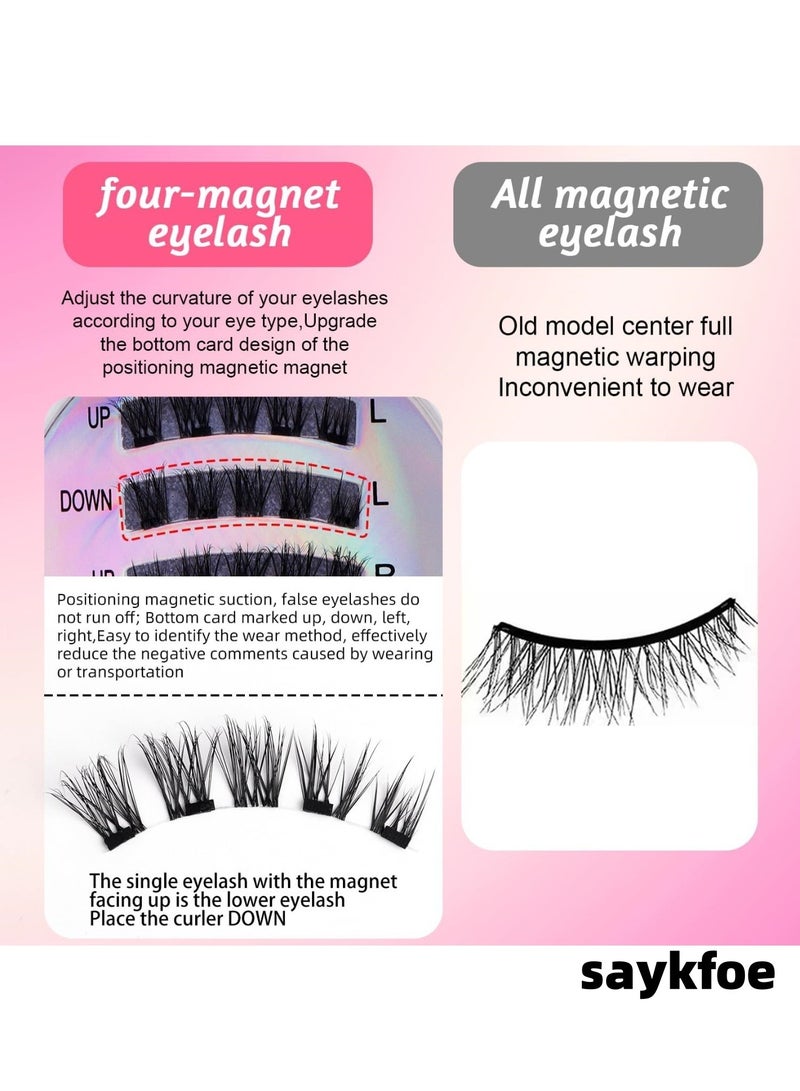 سايكفو رموش مغناطيسية، رموش مغناطيسية بمظهر طبيعي، قابلة لإعادة الاستخدام، لا تحتاج إلى غراء، أداة لتمديد الرموش، طقم رموش علوية وسفلية سهل (CT04-3). - Image 4