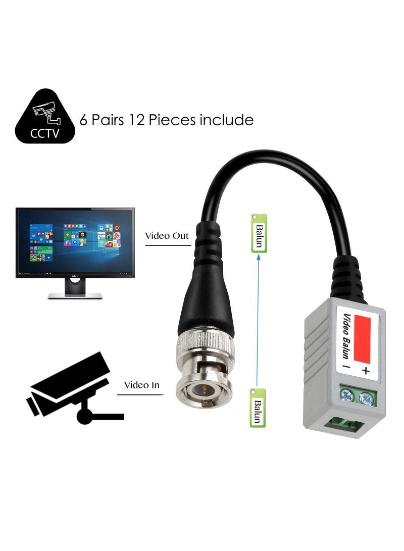 6 PAIRS (12 Pcs) Mini CCTV BNC Video Balun Transceiver Cable BNC Video Baluns transceiver Passive - Image 2