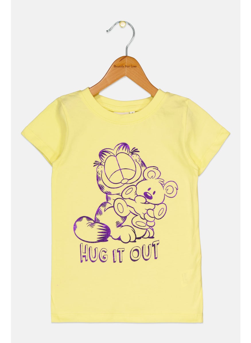 nickelodeon Toddlers Girl Short Sleeves Garfield T-Shirt, Light Yellow Combo  - Image 1