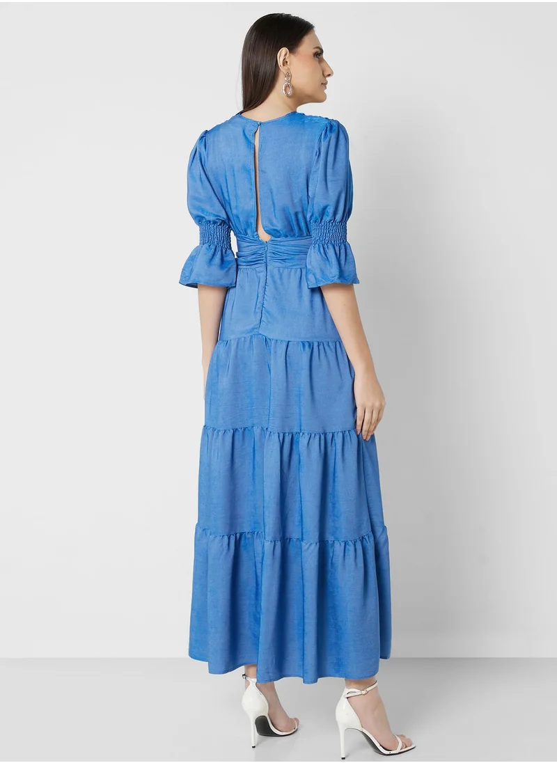 ELLA Puff Sleeve Tiered Dress