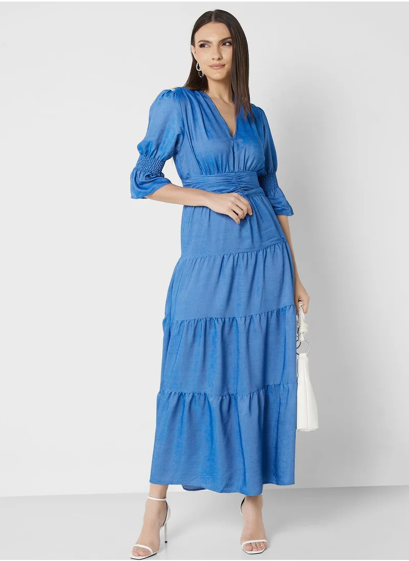 ELLA Puff Sleeve Tiered Dress