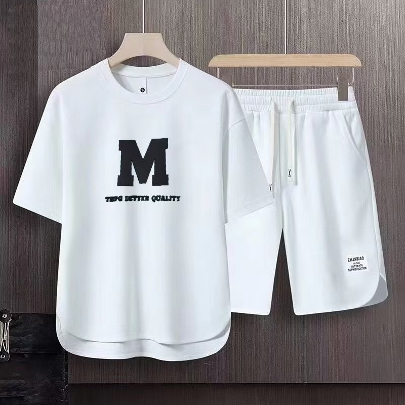 2023 new casual summer suit mens trendy loose Youth student short sleeve shorts handsome two-piece suit Apricot  - Image 3