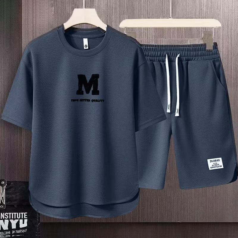 2023 new casual summer suit mens trendy loose Youth student short sleeve shorts handsome two-piece suit Apricot  - Image 2