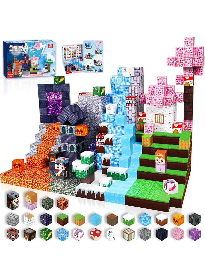 NIBEMINENT Magnetic Blocks |150PCS Magnetic Building Cube Game, Constructions Toys for Boys & Girls Age 3+Years, STEM Montessori Stacking Toy, Sensory Tiles Building Birthday for Toddlers - Image 1