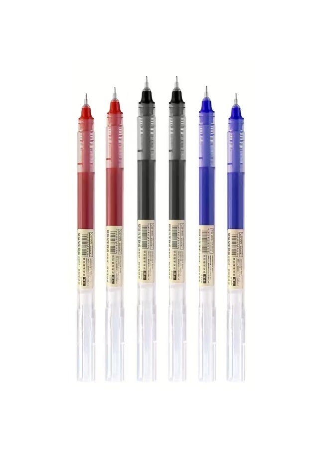 GORVIQUE Professional Gel Pen Set – 6 Pens with Ultra-Fine 0.5mm Tip | 2 Black, 2 Blue & 2 Red Ink | Transparent Barrel Level Window | Quick-Dry, Smudge-Resistant Ink for Office & School - Image 1
