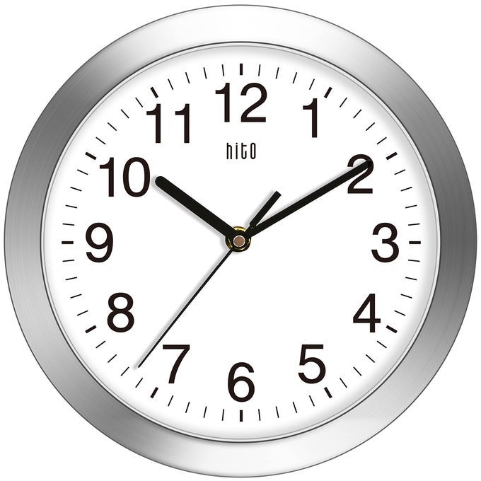 10 INCH SILENT WALL CLOCK BATTERY OPERATED NON TICKING GLASS COVER SILVER ALUMINUM FRAME FOR KITCHEN BEDROOM HOME OFFICE LIVING ROOM DECOR