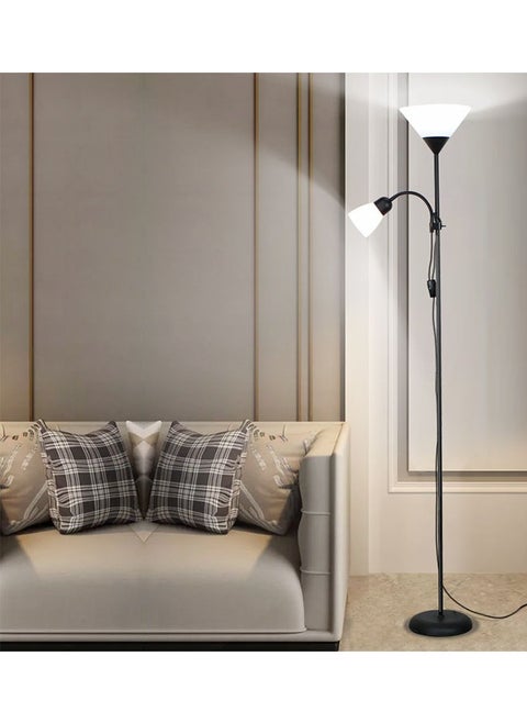 Floor Reading Lamp, Led Light Source, White Lampshade, Modern Home Decor Lamp for Library/Bedroom/Living Room ‎ Black 25.91 x 40.89 x 180.34 cm
