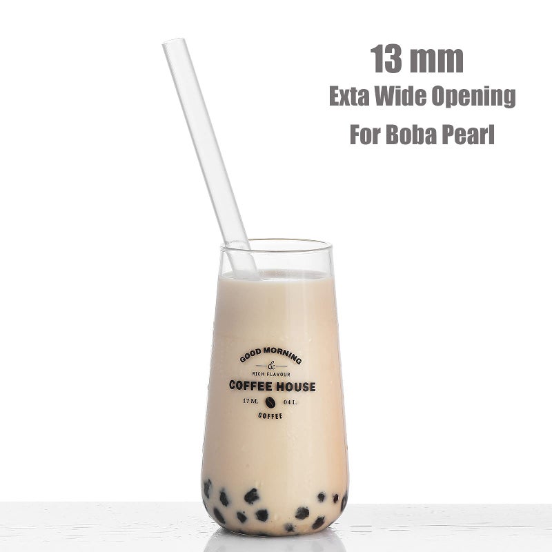 ALINK Reusable Clear Boba Straws, 13 mm x 10.5 in, Jumbo Hard Plastic Smoothie Straws for Bubble Tea, Popping Pearls, Pack of 8 with 2 Cleaning Brush - Image 4