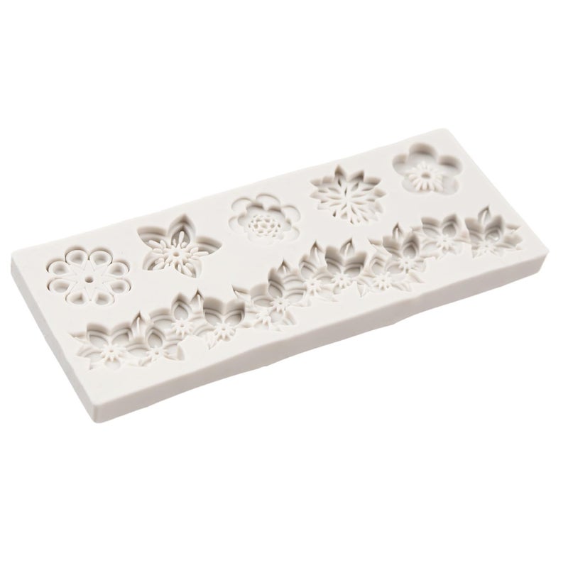 QDMOLDS Baroque Fondant Molds Flower Lace Silicone Molds Curlicues Scroll Relief Mold For Cake Decoration Cupcake Topper Candy Chocolate Cupcake Topper Polymer Clay Gum Paste - Image 5