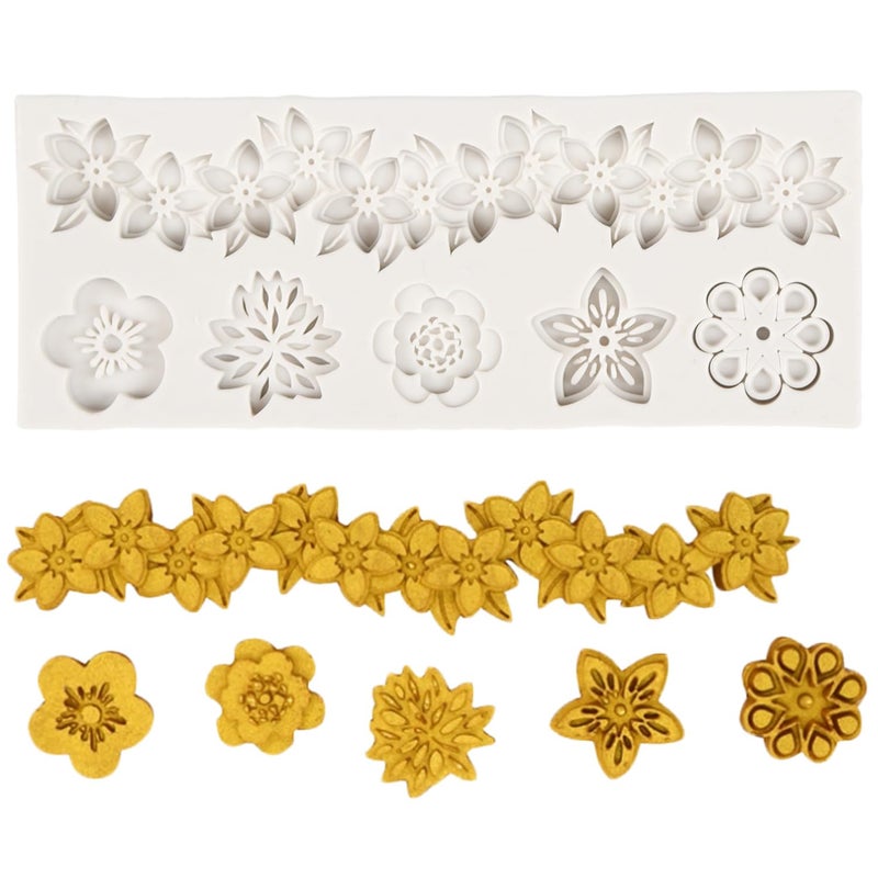 QDMOLDS Baroque Fondant Molds Flower Lace Silicone Molds Curlicues Scroll Relief Mold For Cake Decoration Cupcake Topper Candy Chocolate Cupcake Topper Polymer Clay Gum Paste - Image 3