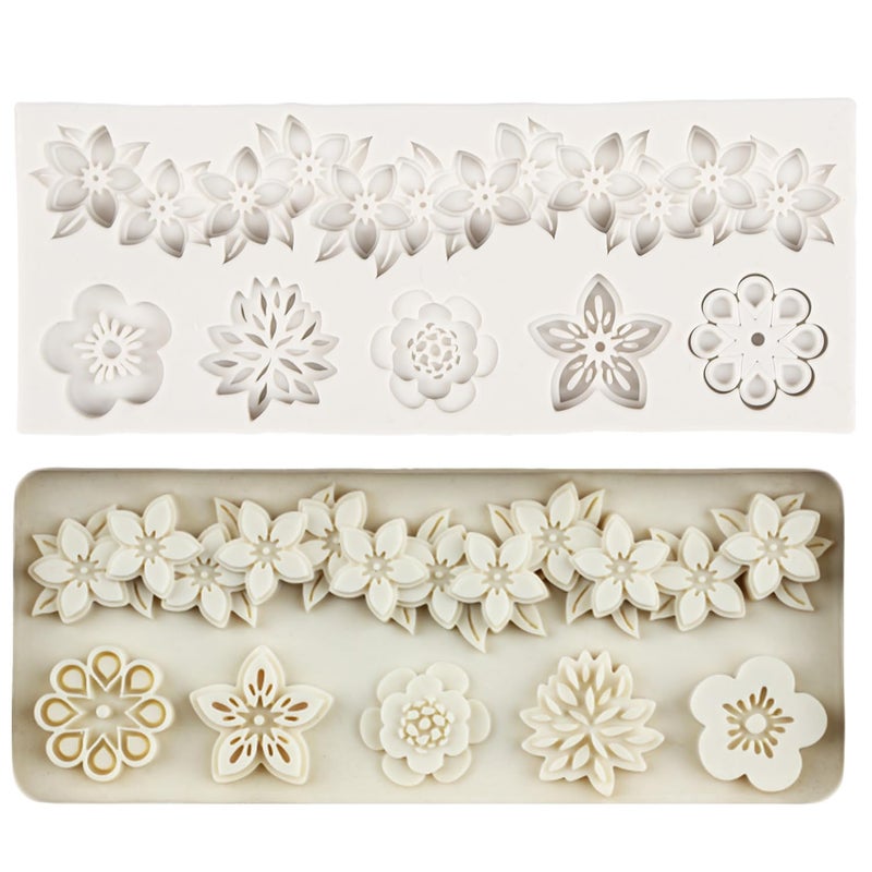 QDMOLDS Baroque Fondant Molds Flower Lace Silicone Molds Curlicues Scroll Relief Mold For Cake Decoration Cupcake Topper Candy Chocolate Cupcake Topper Polymer Clay Gum Paste - Image 1