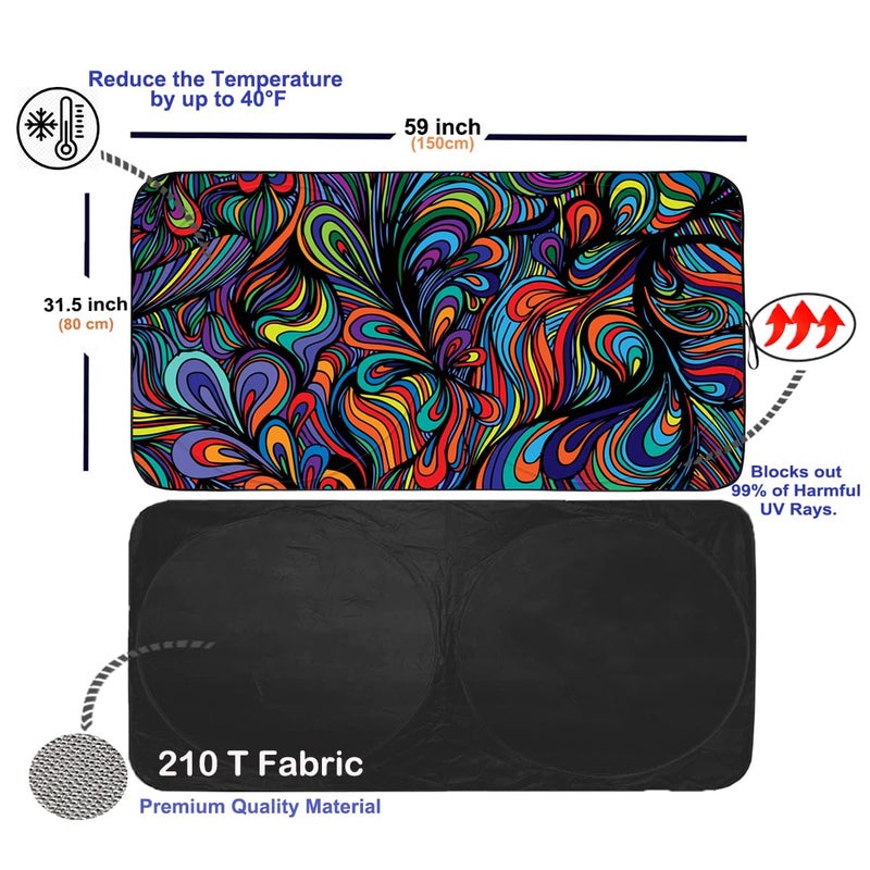 Güvenç Gven Car Windshield Sun Shade, Artistic Design Car Shade Foldable Windshield Sun Visor Heat-Reflective Sunshade for Summer (Abstract, S) - Image 2