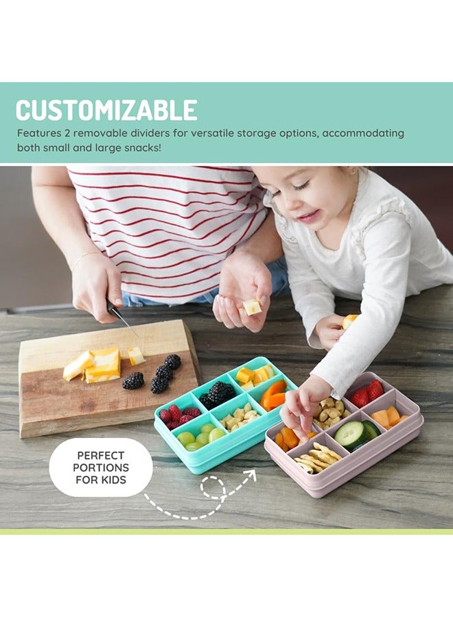 melii Mini 6 Compartment Snack Box, BPA Free, Leakproof Design for Fresh Snacks, Portable Kids Bento Lunchbox, Dishwasher Safe, Travel Friendly, 4 Oz Pink - Image 4