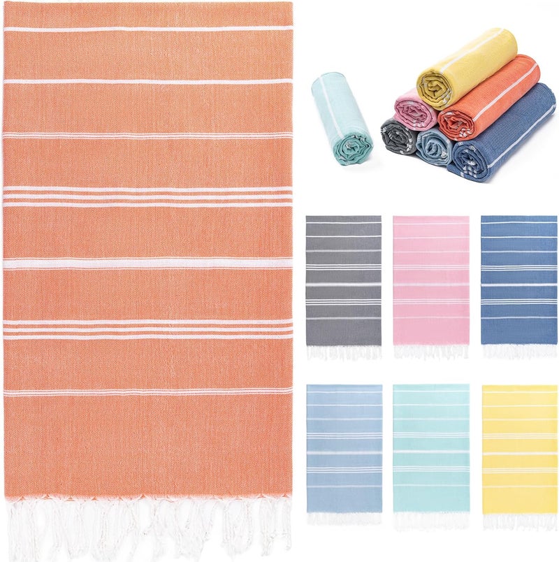 Aegero Turkish Beach Towel, 36"x71" Quick Dry Sand Free Oversized Bath Pool Swim Towel, Lightweight Travel Turkish Towels Vacation Essentials, Thinner Coral - Image 1