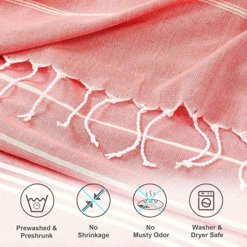 Aegero Turkish Beach Towel, 36"x71" Quick Dry Sand Free Oversized Bath Pool Swim Towel, Lightweight Travel Turkish Towels Vacation Essentials, Thinner Coral - Image 3