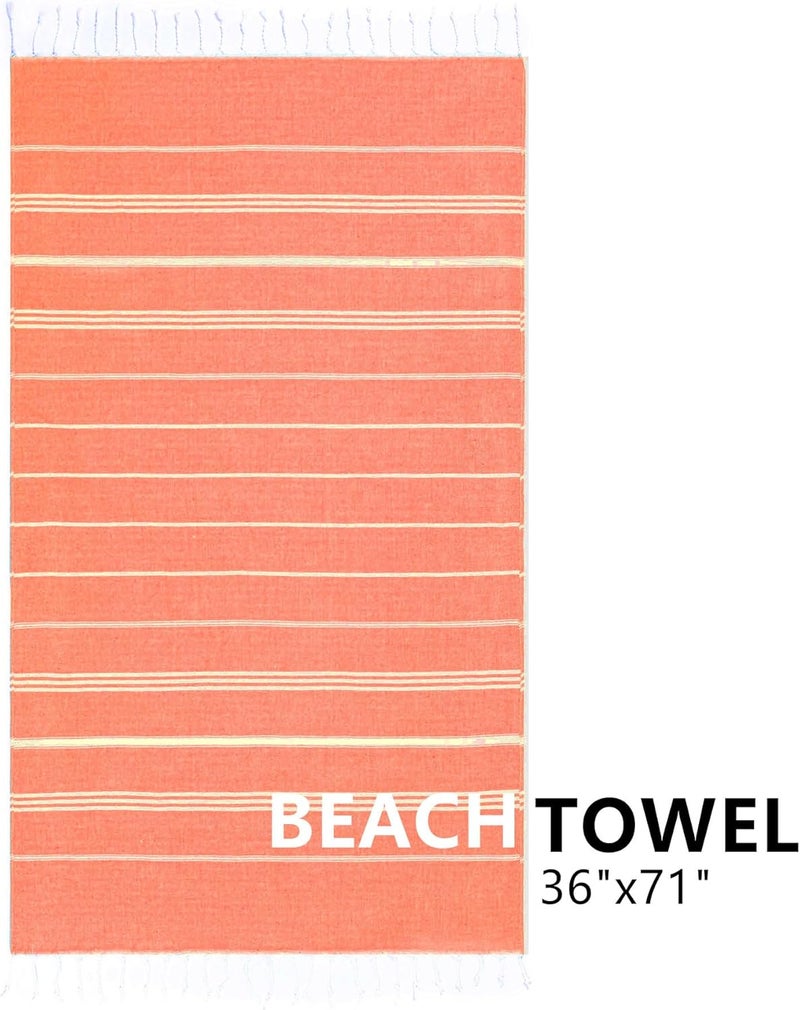 Aegero Turkish Beach Towel, 36"x71" Quick Dry Sand Free Oversized Bath Pool Swim Towel, Lightweight Travel Turkish Towels Vacation Essentials, Thinner Coral - Image 2