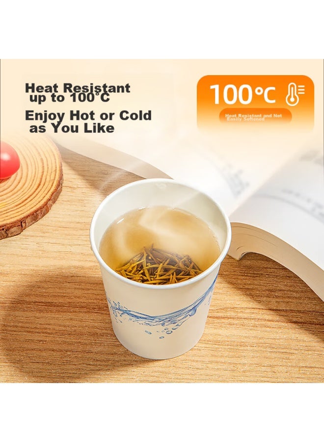 Temeiju Disposable Paper Cups, Thickened Insulated Cups, Beverage And Tea Cups, Business Office Eco-friendly Printed Water Cups, 228ml*100 - Image 3