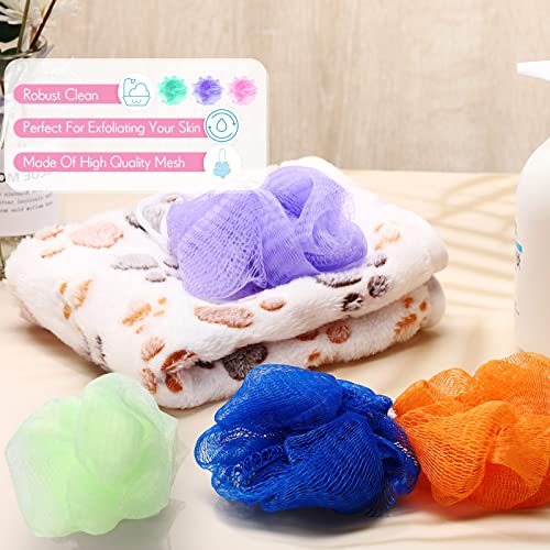 Raiten 72 Pack Bath Loofah Bulk Travel Size Loofah Mini Sponge Mesh Shower Ball Body Scrubber Exfoliator Shower Bath Pouf Assorted Colors for Kids Women Men Wash Bathroom - Image 4