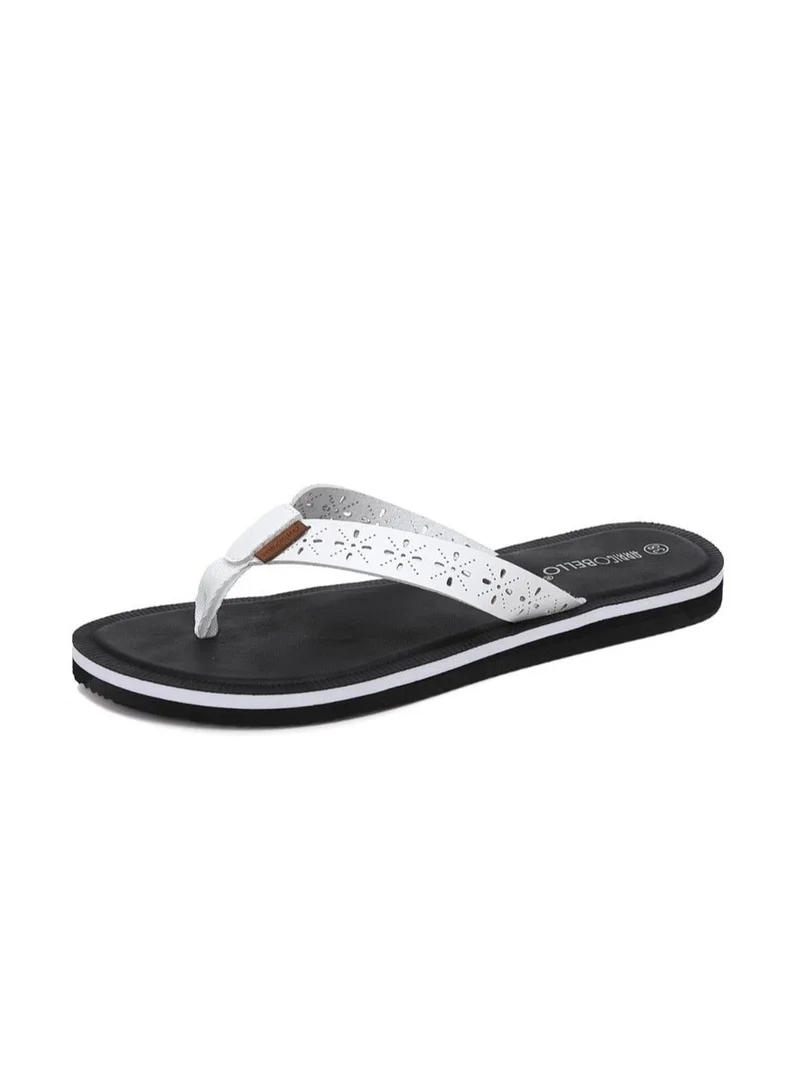 Women's Comfort Leather Thong Sandals Stylish Cut-Out Flip Flops Quick Dry Summer Beach Slippers