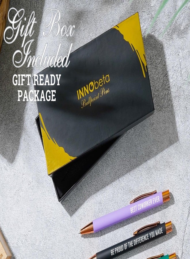 InnoBeta Farewell Gifts for Coworkers, Ballpoint Pen Set of 4, Coworker Leaving Goodbye gifts for women, Cool Funny New Job Presents for Birthday, Christmas - Best Coworker Ever - Gold - Image 3